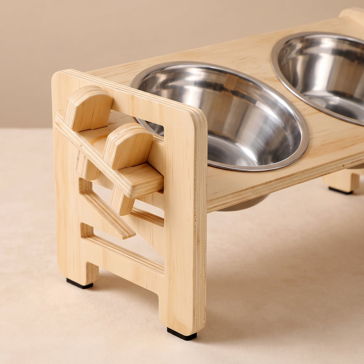 Support de Gamelles Surélevé et Incliné pour Chien et Chat – 2 Gamelles en Acier Inoxydable Incluses, Hauteur Ajustable