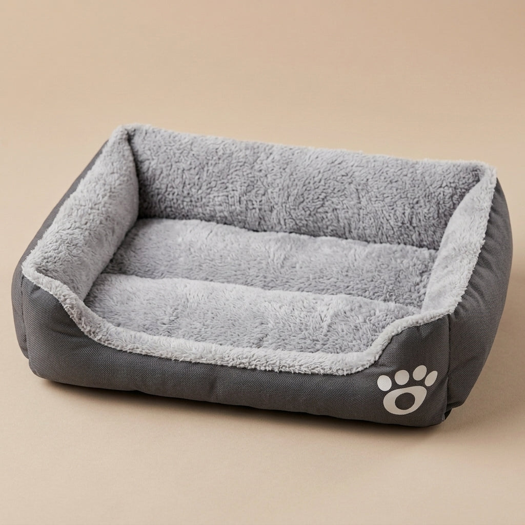 Panier Chien Peluche Noir – Lit Douillet Antidérapant et Résistant aux Morsures, Toutes Tailles