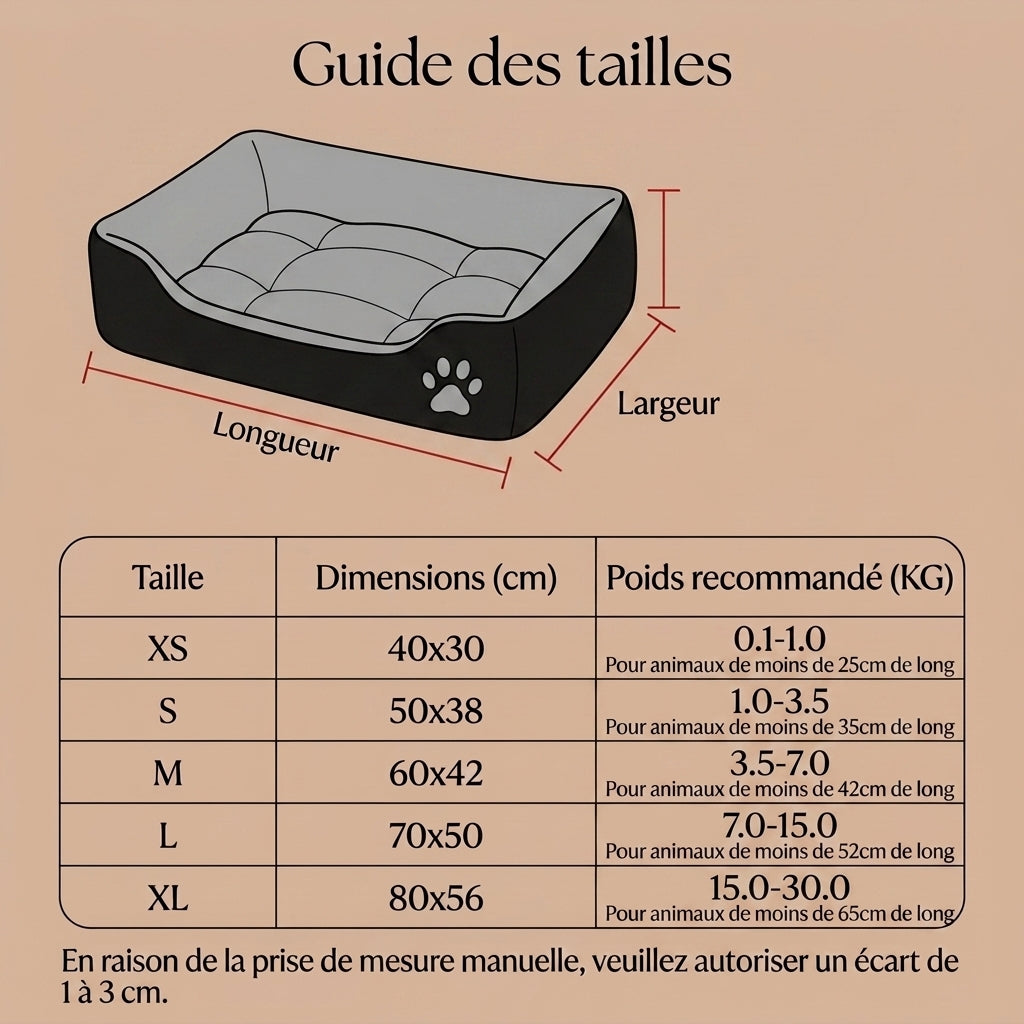Panier Chien Peluche Noir – Lit Douillet Antidérapant et Résistant aux Morsures, Toutes Tailles