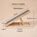 Rampe d'Accès pour Chien en Bois Massif 70cm – Antidérapante et Ajustable en Hauteur pour Canapé, Lit et Voiture