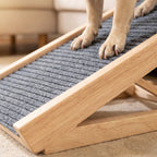 Rampe d'Accès pour Chien en Bois Massif 70cm – Antidérapante et Ajustable en Hauteur pour Canapé, Lit et Voiture